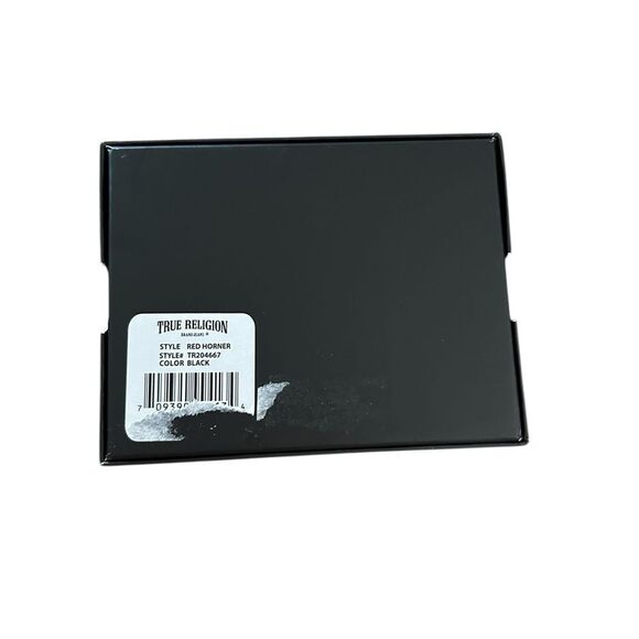 New TRUE RELIGION Slim Bifold Wallet Leather Logo Black Boxed ID Horner RFID X - Picture 8 of 9